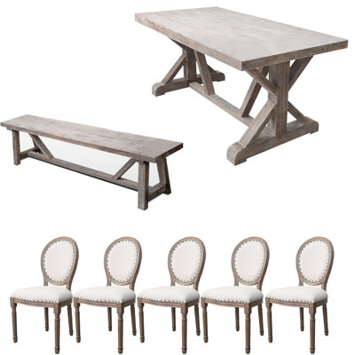 Brishher American style rectangular retro dining table set